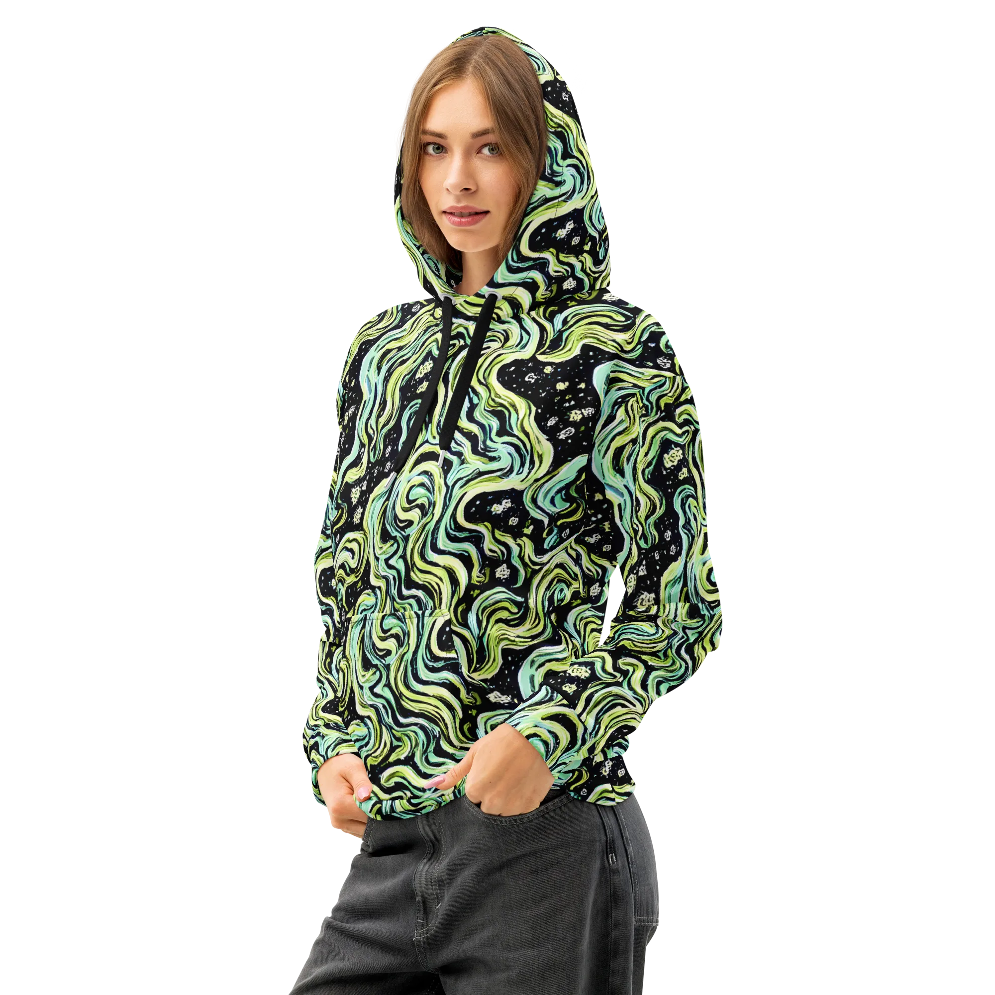 Celestial Slither on Cotton Hoodie — Left Front