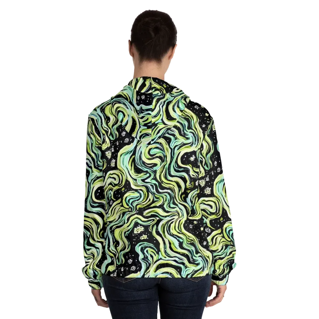 Celestial Slither on Women's Full-Zip Hoodie — Back On Person