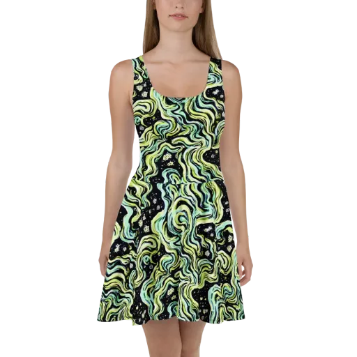 Celestial Slither on a Skater Dress