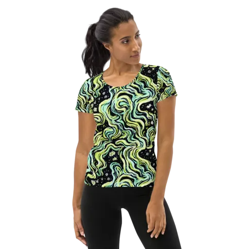 Celestial Slither on a Women's Athletic T-Shirt