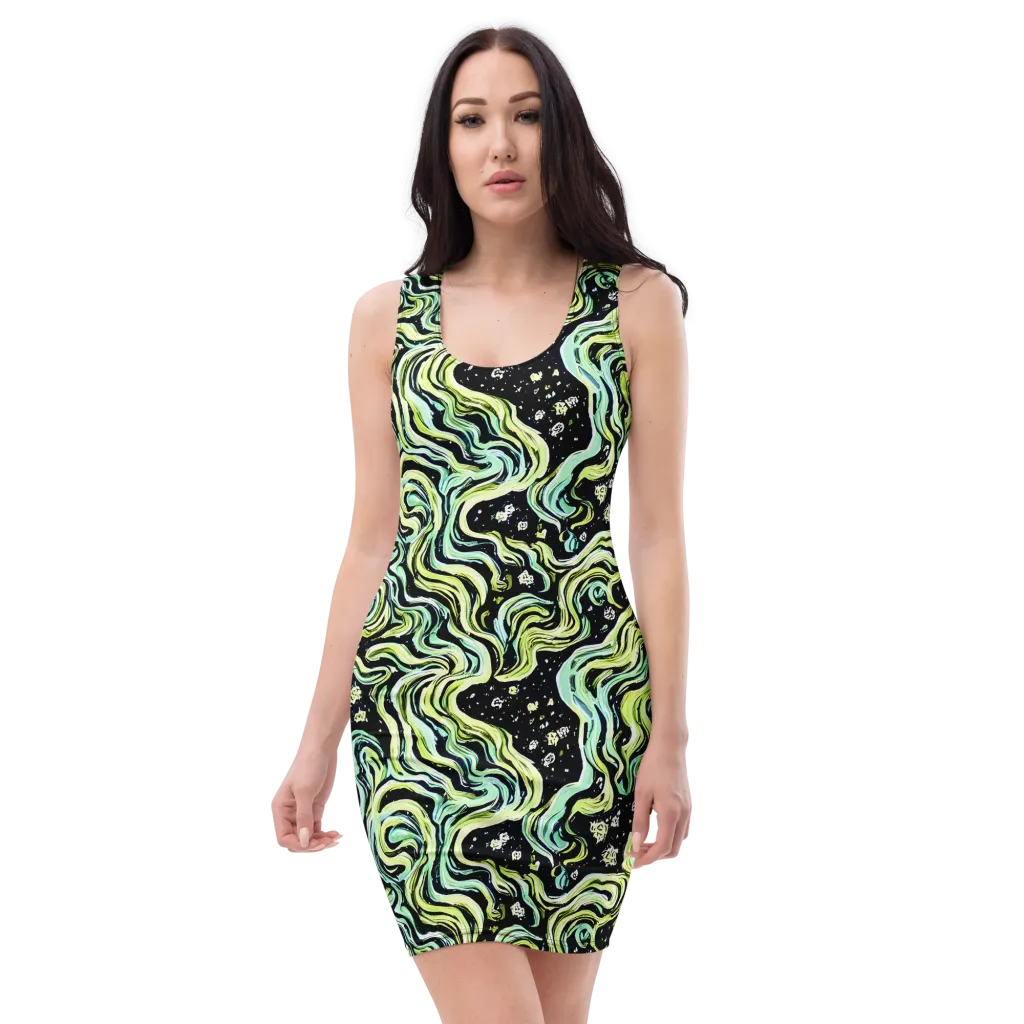 Celestial Slither on Bodycon Dress — Front