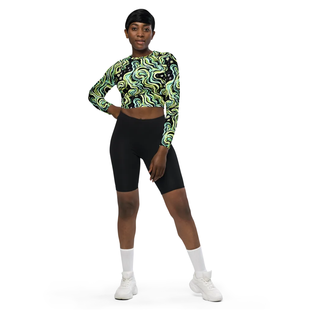 Celestial Slither on Long Sleeve Crop Top — Front