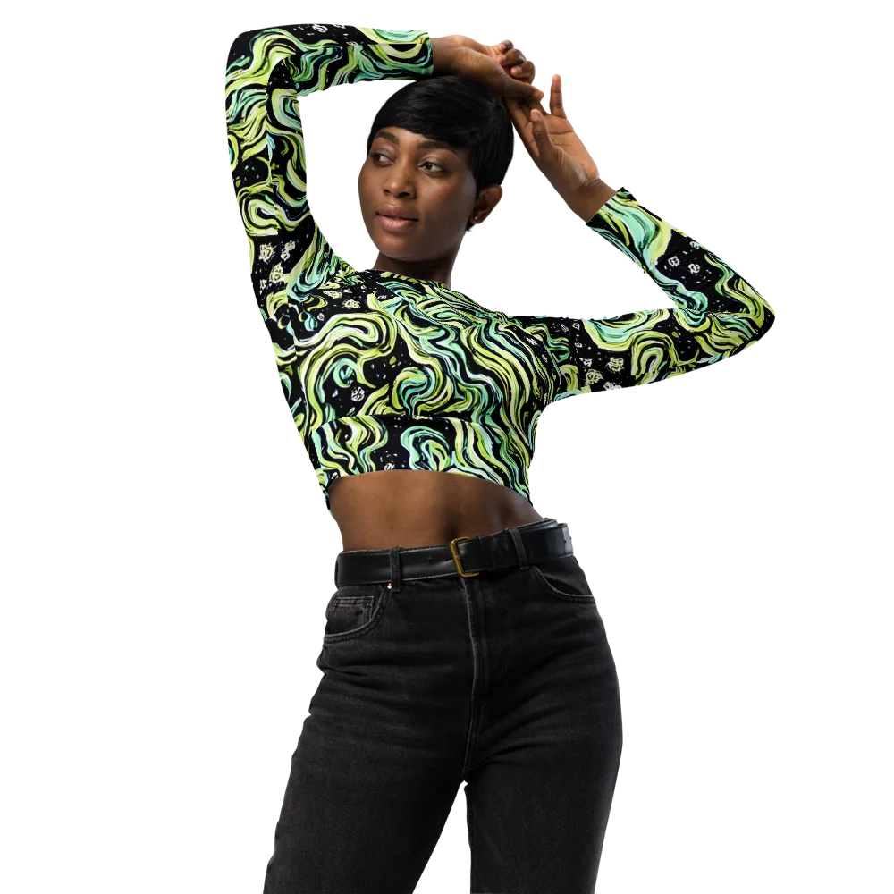 Celestial Slither on Long Sleeve Crop Top — Front