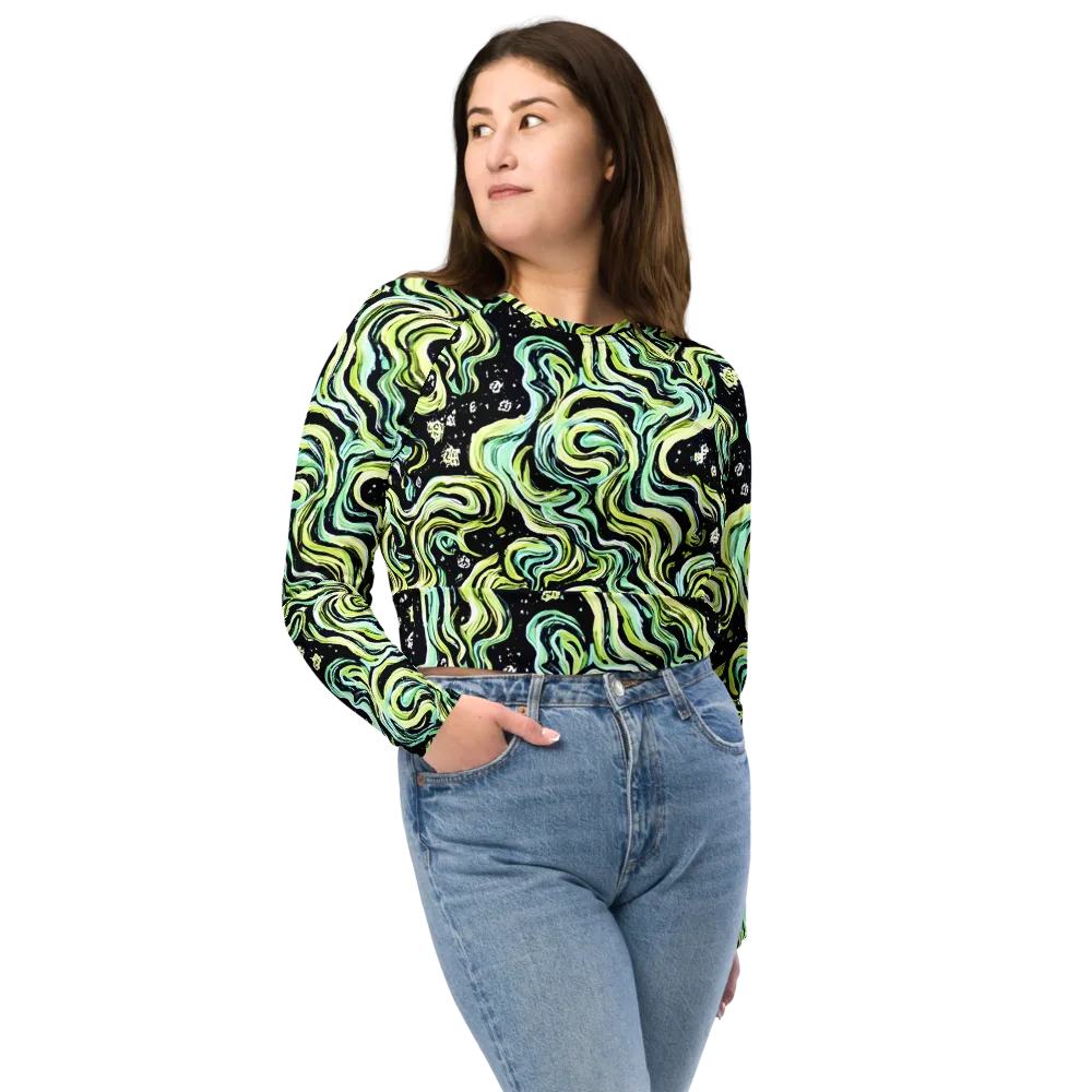 Celestial Slither on Long Sleeve Crop Top — Front