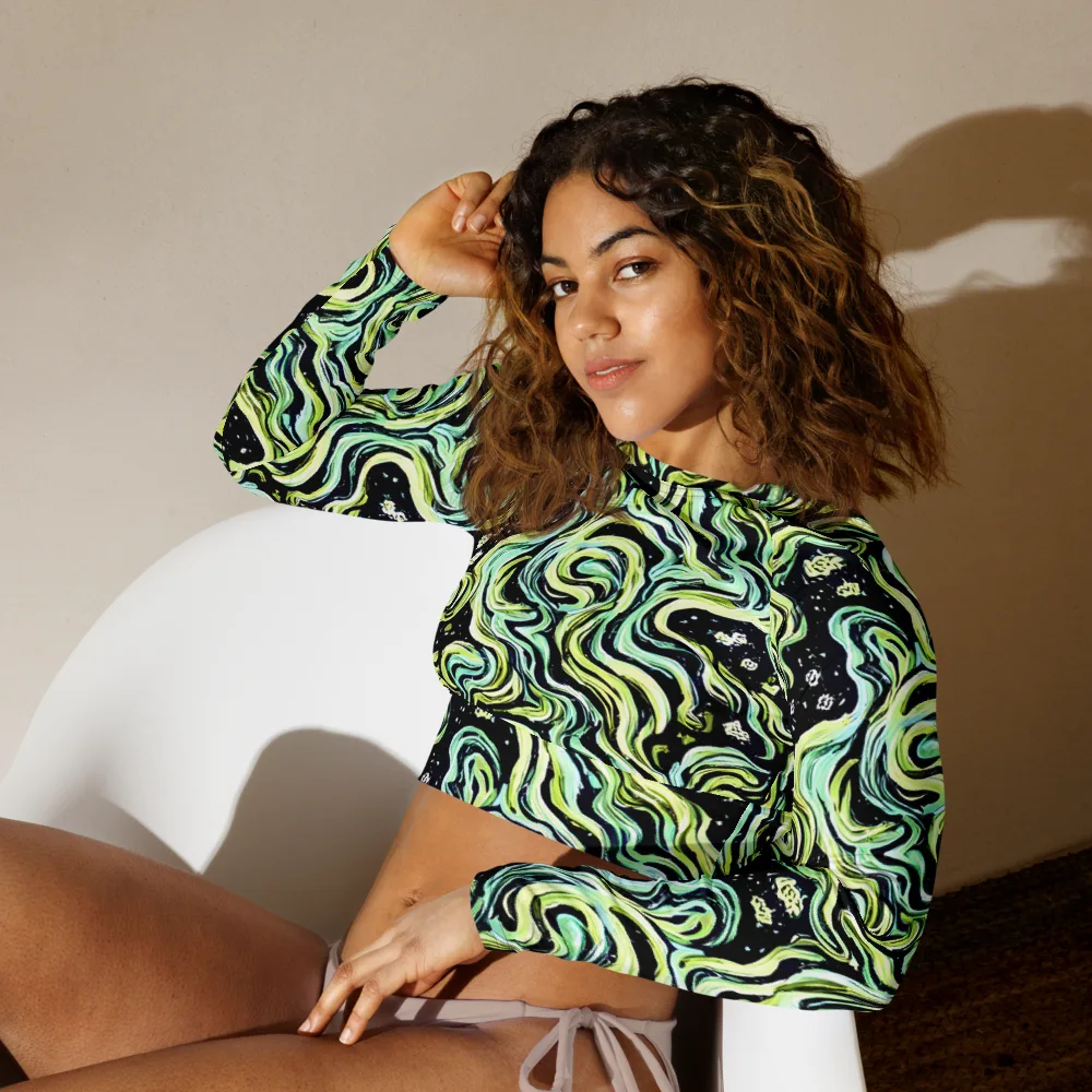 Celestial Slither on Long Sleeve Crop Top — Left Front