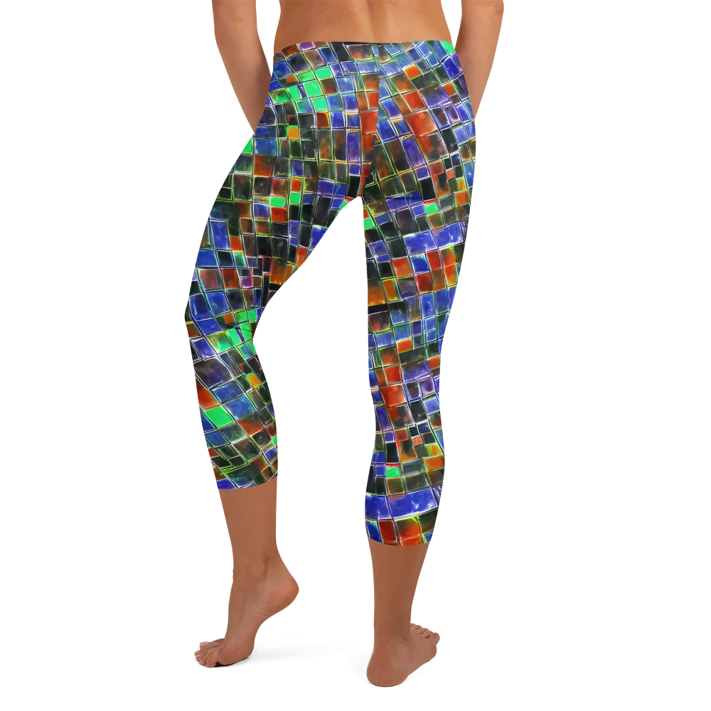 Neon Tesserae on Capri Leggings — Back