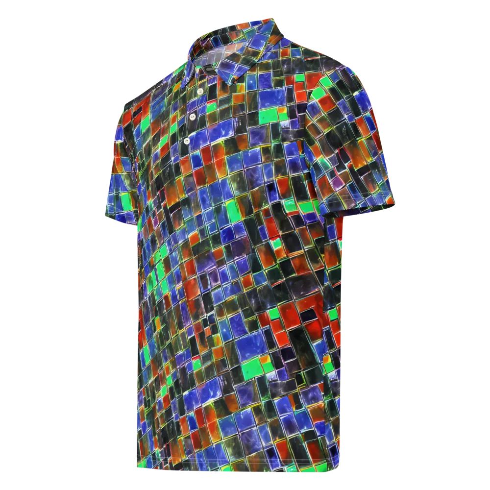 Neon Tesserae on Men's Slim Fit Polo Shirt — Left Front