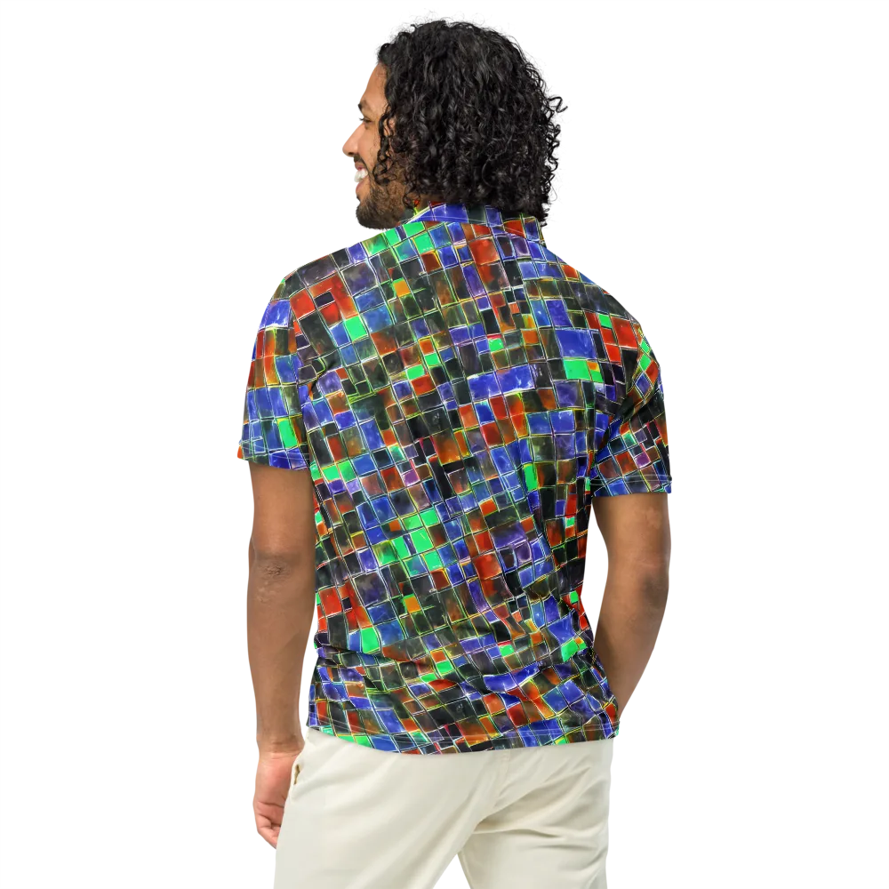 Neon Tesserae on Men's Slim Fit Polo Shirt — Back