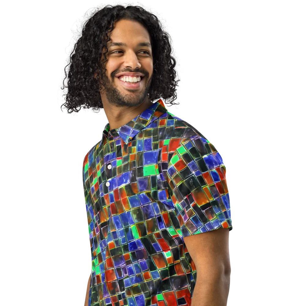 Neon Tesserae on Men's Slim Fit Polo Shirt — Left Front