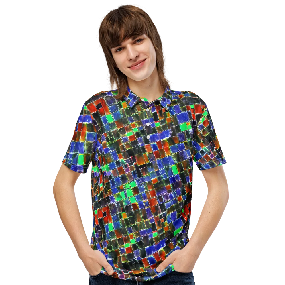 Neon Tesserae on Men's Slim Fit Polo Shirt — Front