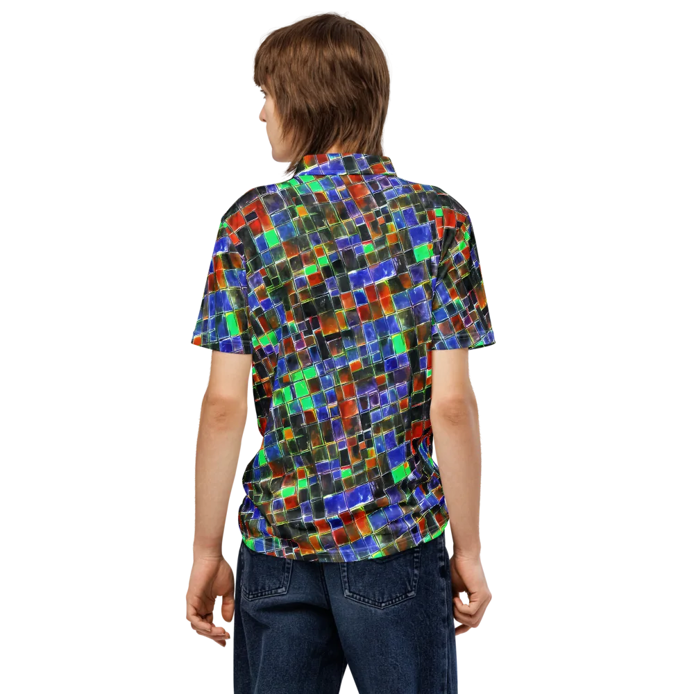 Neon Tesserae on Men's Slim Fit Polo Shirt — Back