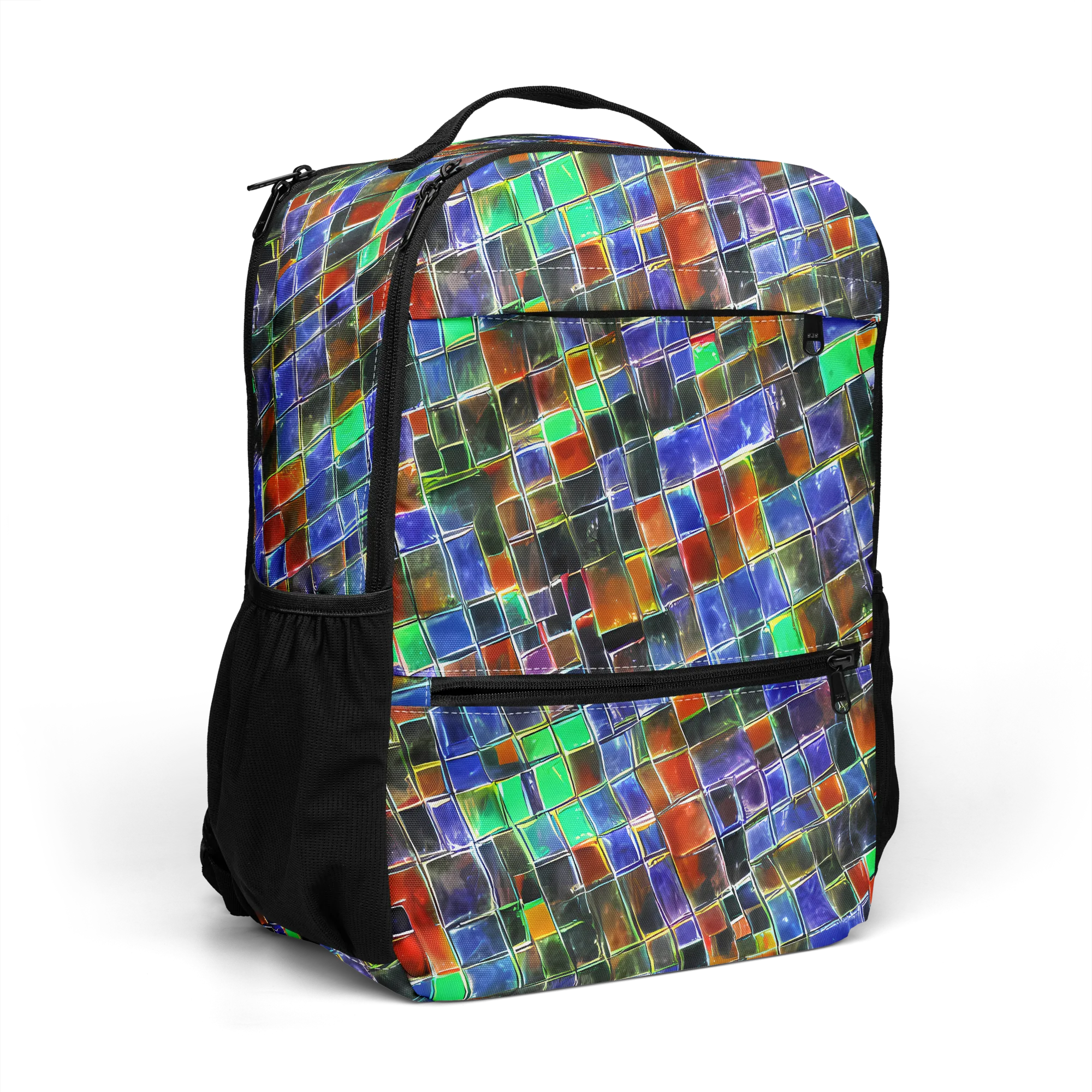 Neon Tesserae on Utility Backpack — Right Front