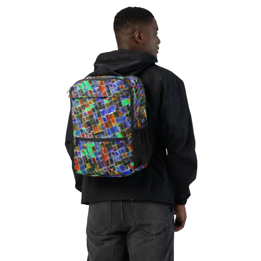 Neon Tesserae on Utility Backpack — Back