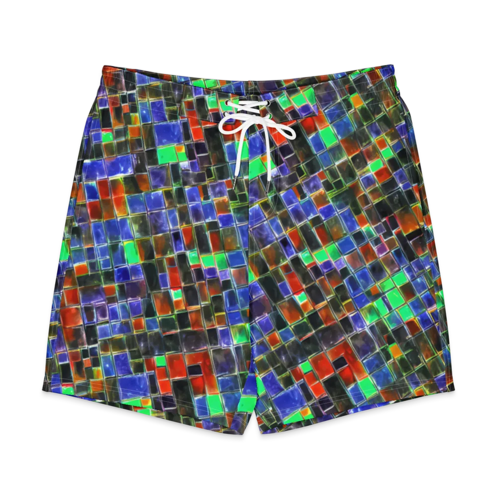 Neon Tesserae on Men's Board Shorts — Front