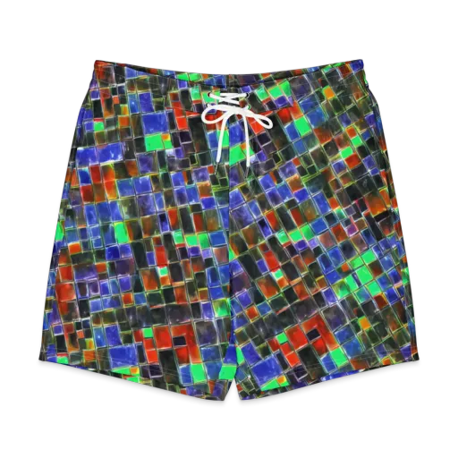 Neon Tesserae on a Men's Board Shorts