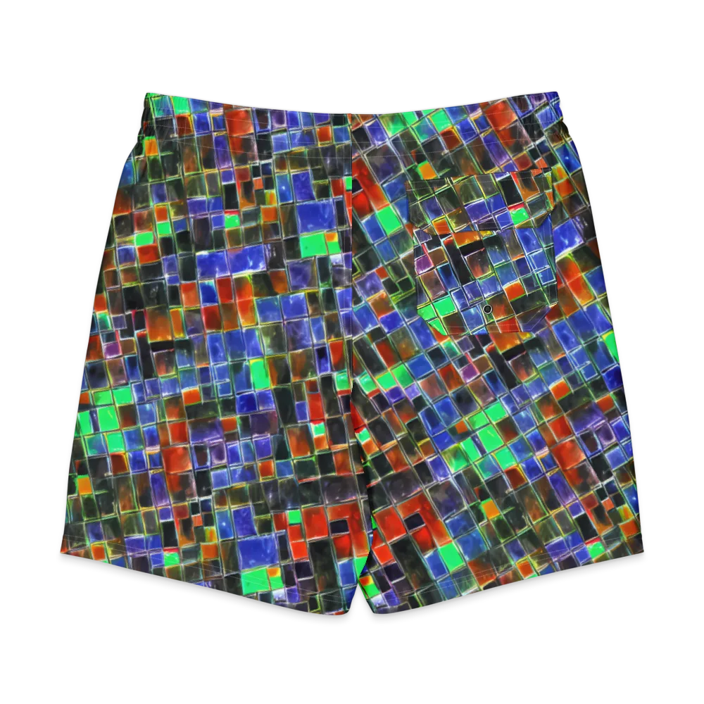 Neon Tesserae on Men's Board Shorts — Back