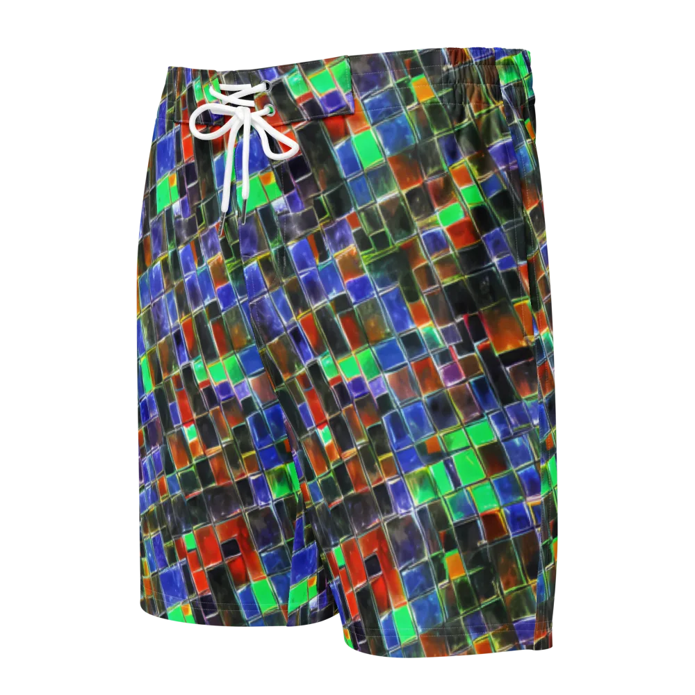 Neon Tesserae on Men's Board Shorts — Front