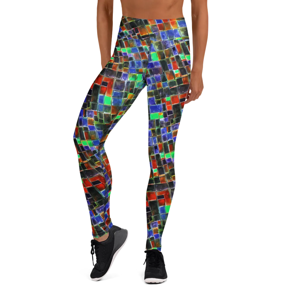 Neon Tesserae on Yoga Leggings — Front