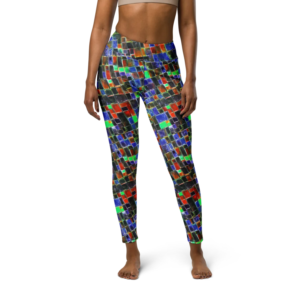 Neon Tesserae on Yoga Leggings — Front