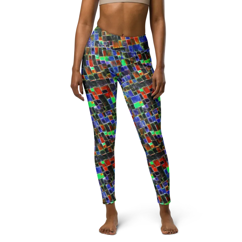 Neon Tesserae on Yoga Leggings — Front