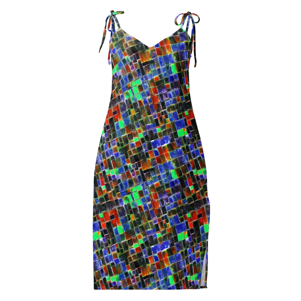 Neon Tesserae on Slip Dress — Front