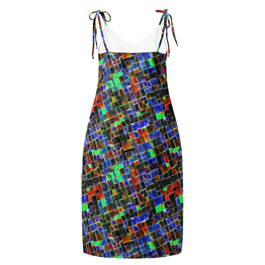 Neon Tesserae on Slip Dress — Back