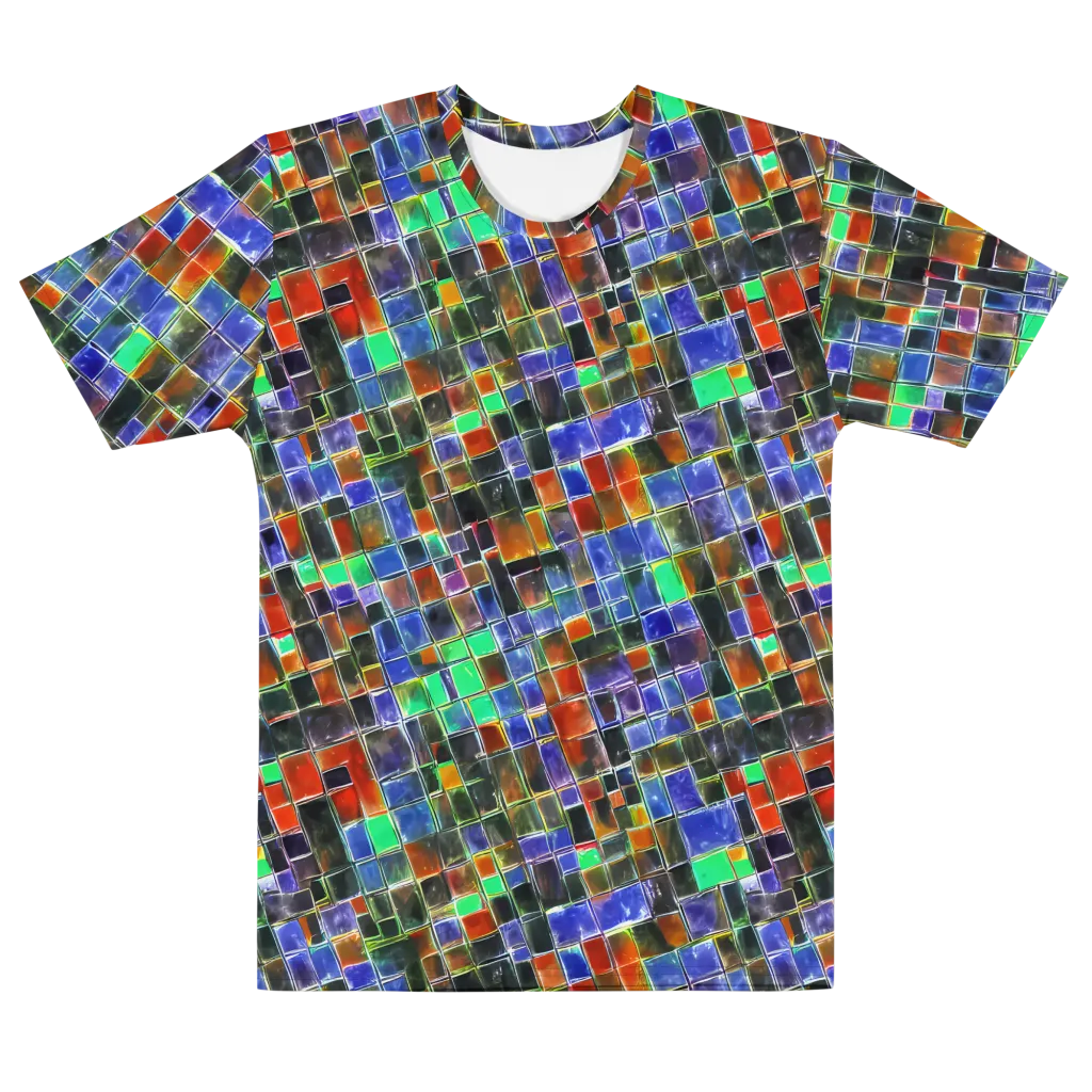 Neon Tesserae on Men's Cotton Crew Neck T-Shirt — Front