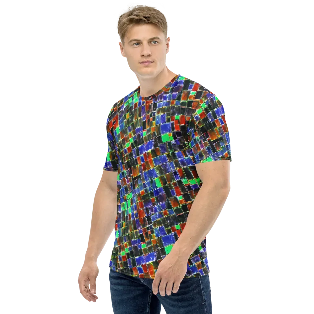 Neon Tesserae on Men's Crew Neck T-Shirt — Left