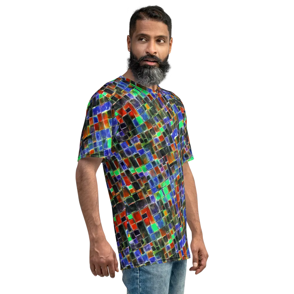 Neon Tesserae on Men's Crew Neck T-Shirt — Right