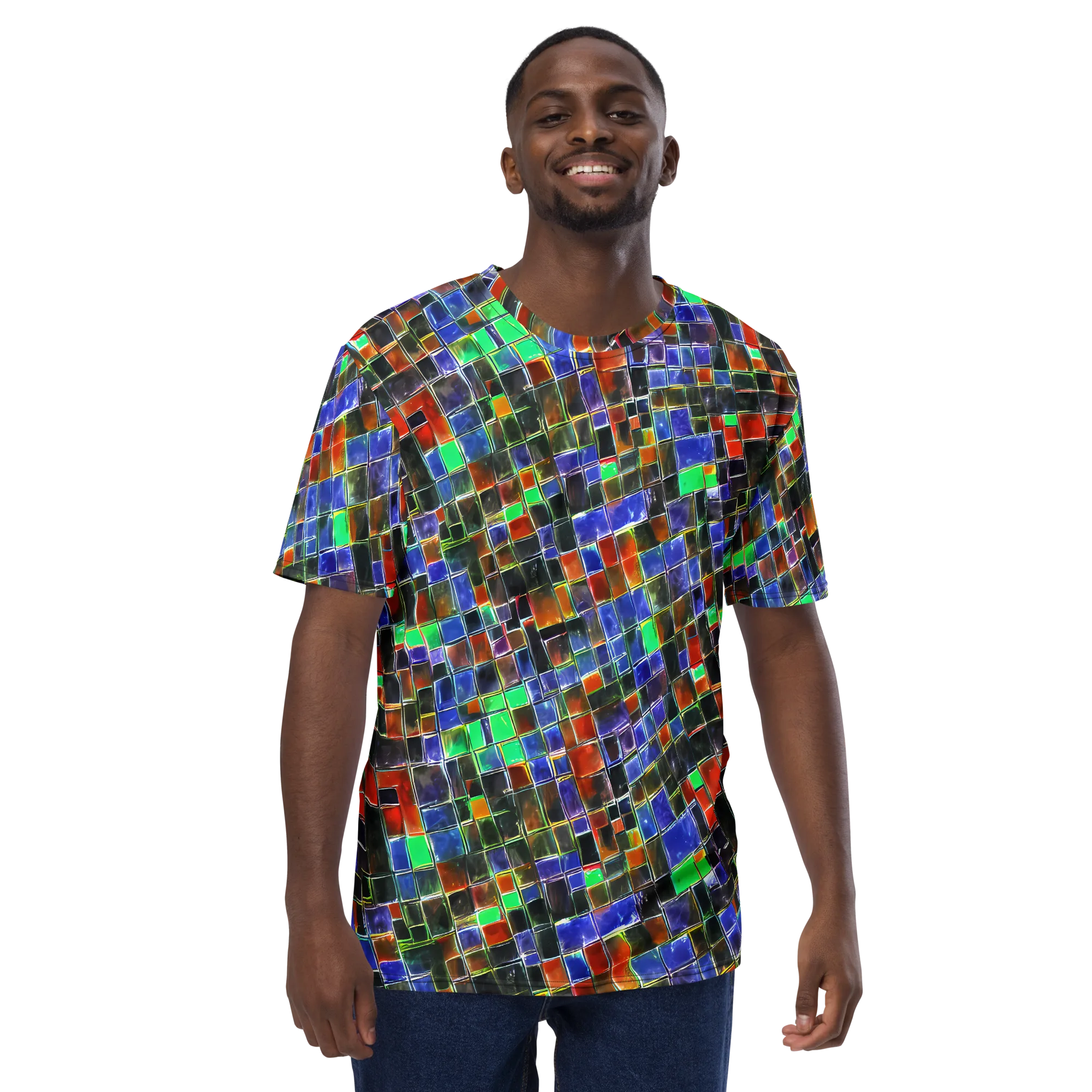 Neon Tesserae on Men's Crew Neck T-Shirt — Front