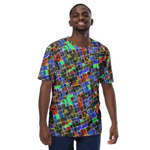 Neon Tesserae on a Men's Crew Neck T-Shirt