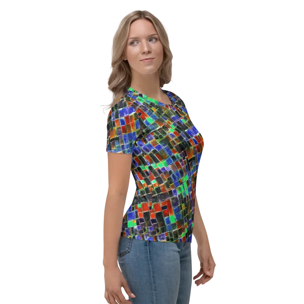 Neon Tesserae on Women's Crew Neck T-Shirt — Right