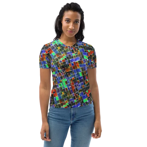 Neon Tesserae on a Women's Crew Neck T-Shirt