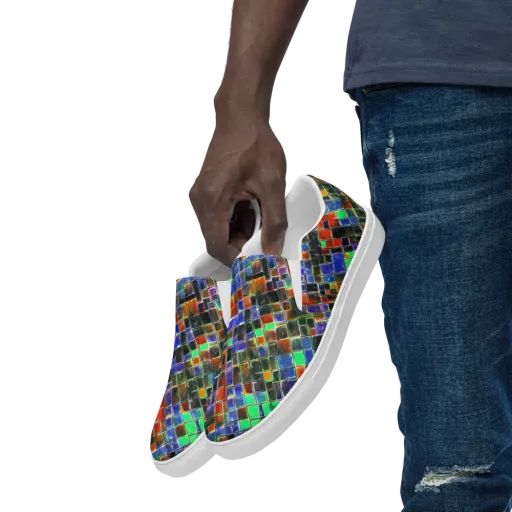 Neon Tesserae on a Men's Slip-On Canvas Shoes