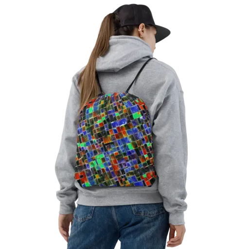 Neon Tesserae on a Drawstring Bag