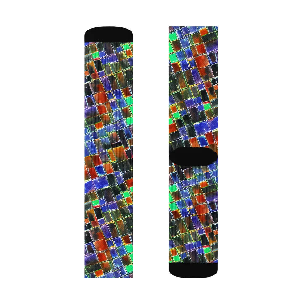 Neon Tesserae on Socks — Left Sock