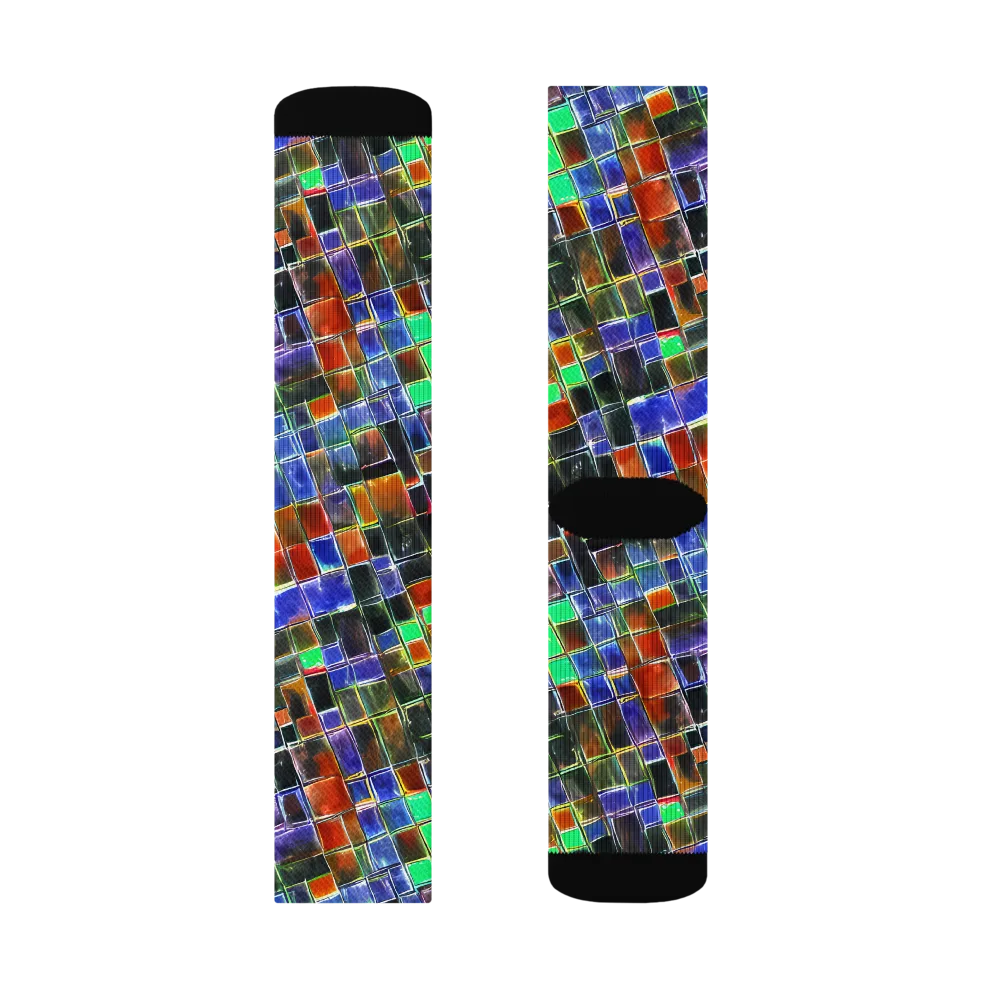 Neon Tesserae on Socks — Right Sock