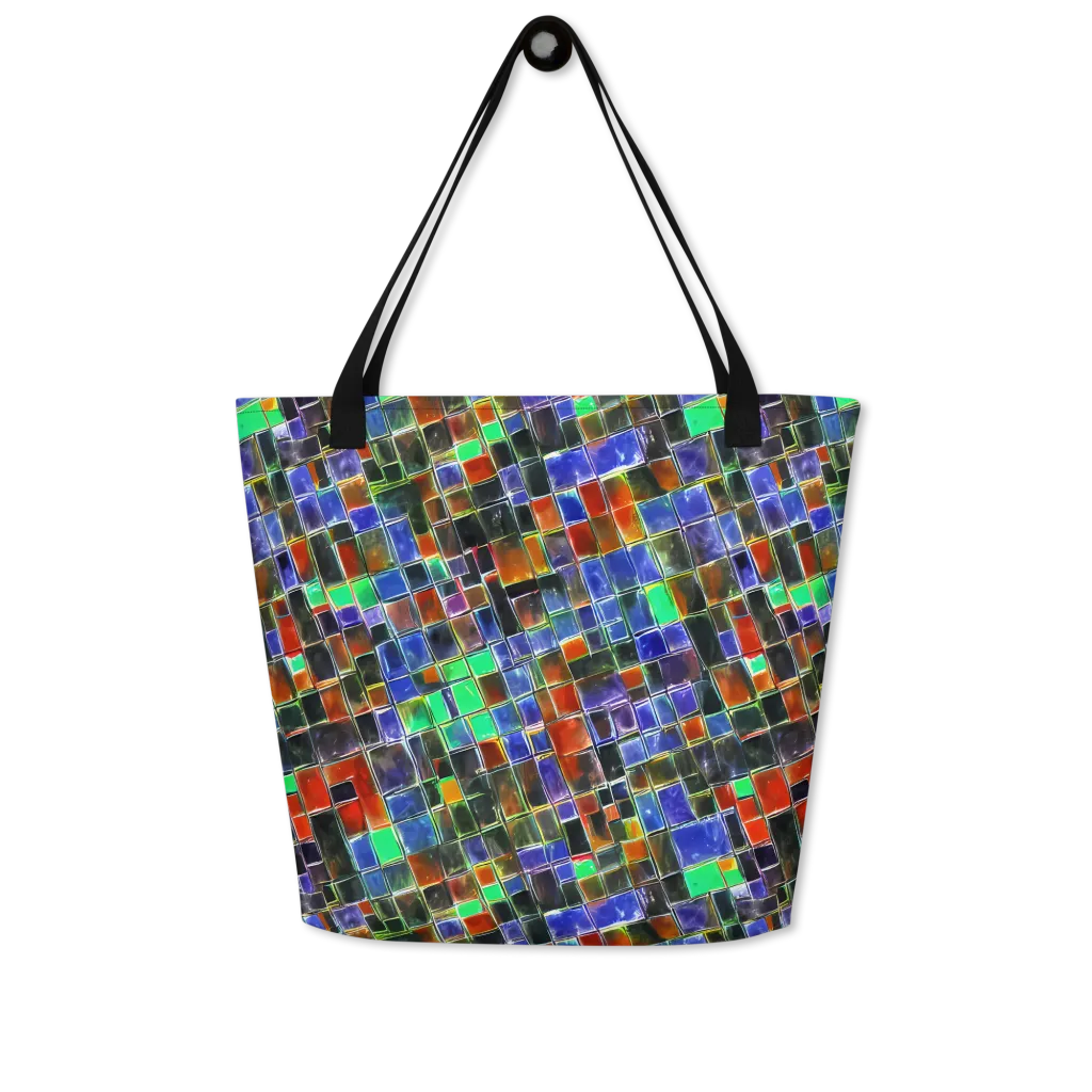 Neon Tesserae on Large Tote Bag W/ Pocket — Front