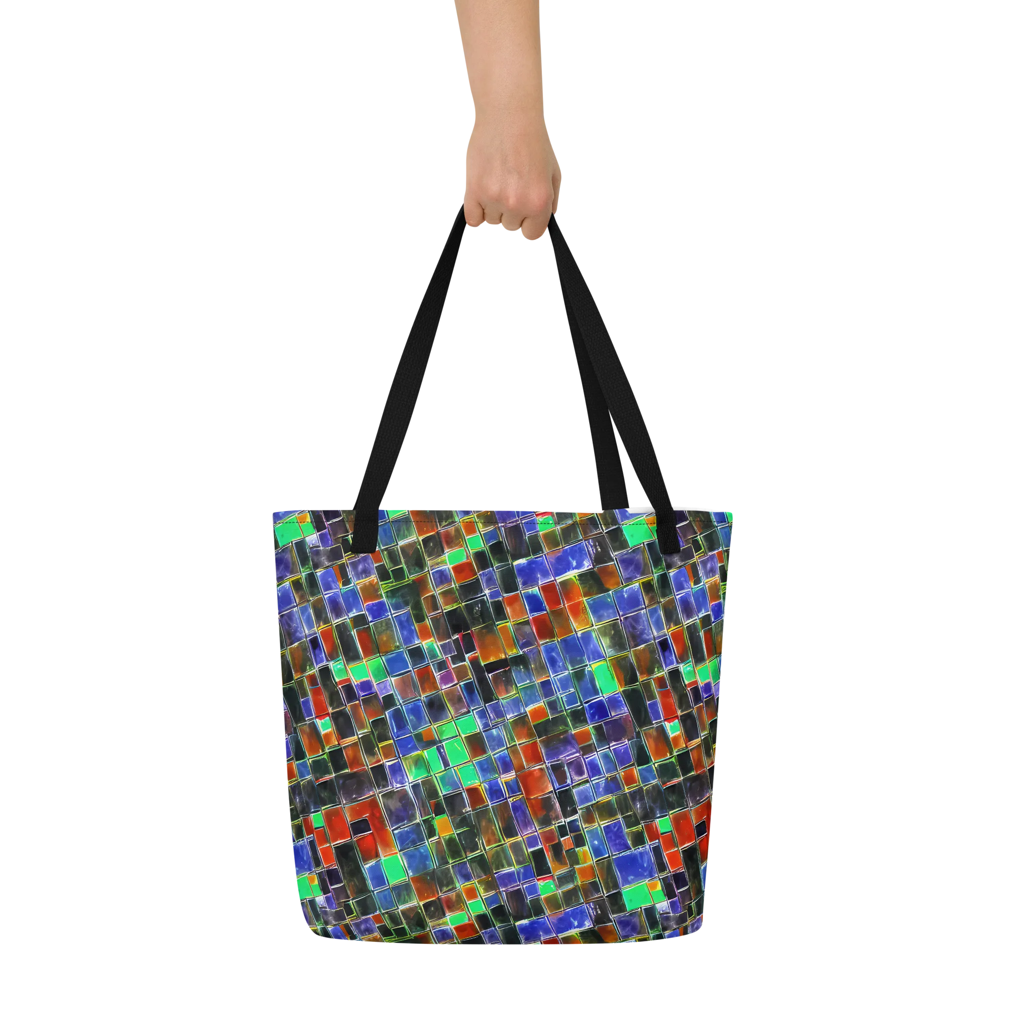 Neon Tesserae on Large Tote Bag W/ Pocket — Front