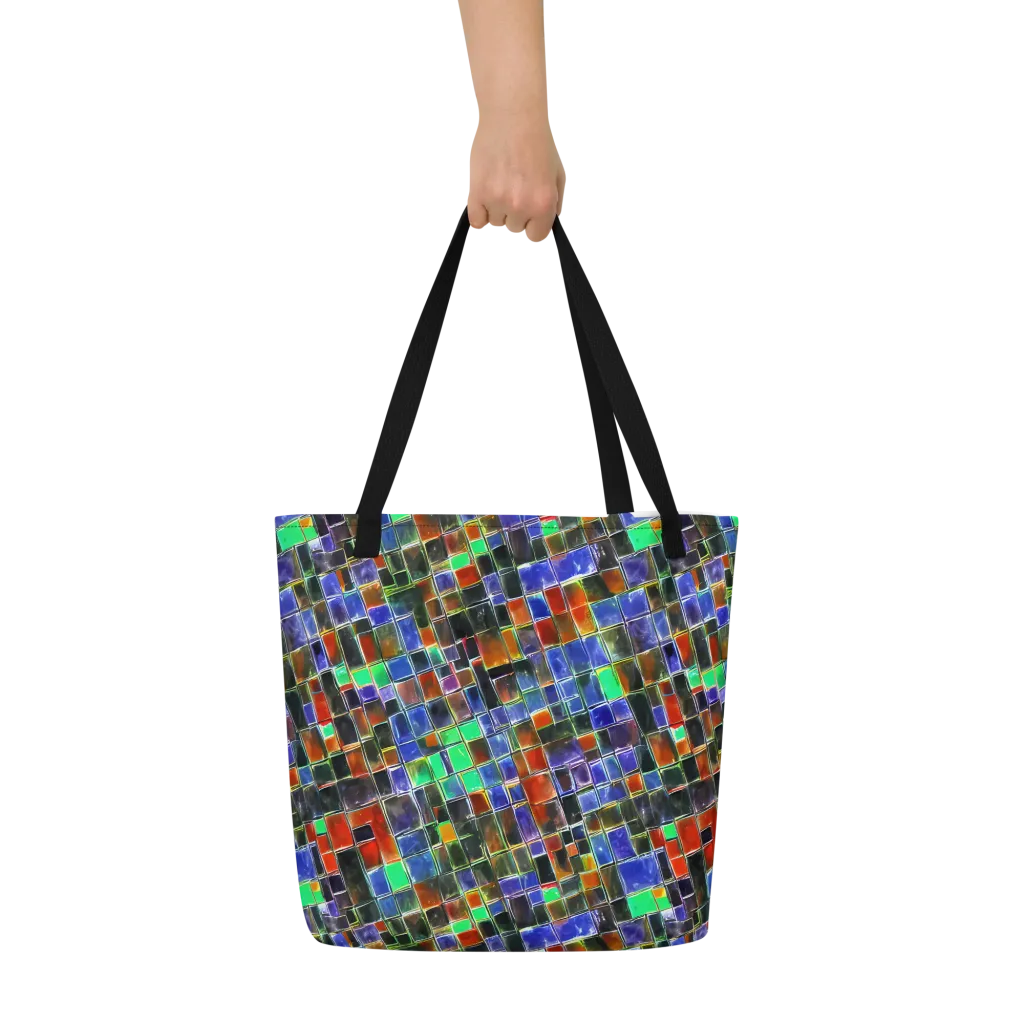 Neon Tesserae on Large Tote Bag W/ Pocket — Front
