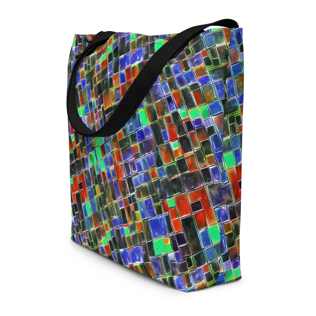 Neon Tesserae on Large Tote Bag W/ Pocket — Front