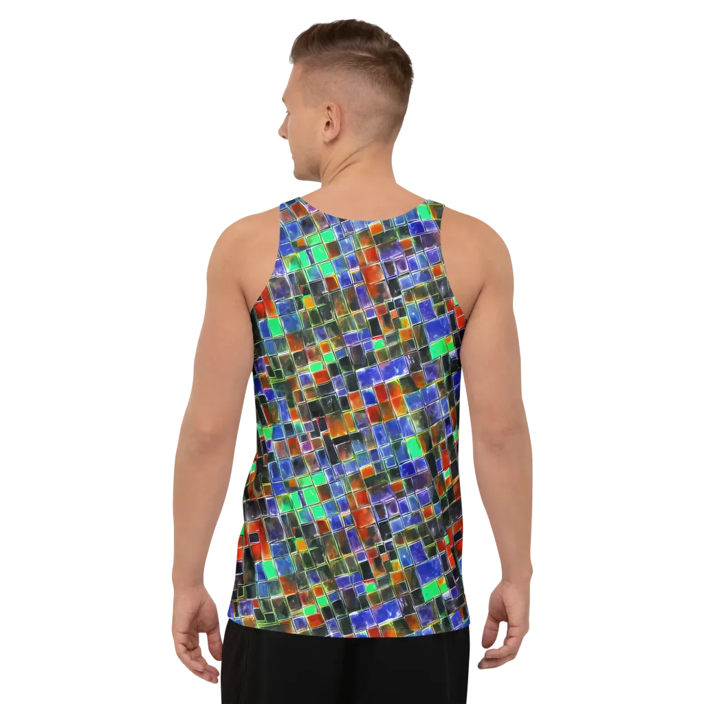 Neon Tesserae on Men's Tank Top — Back