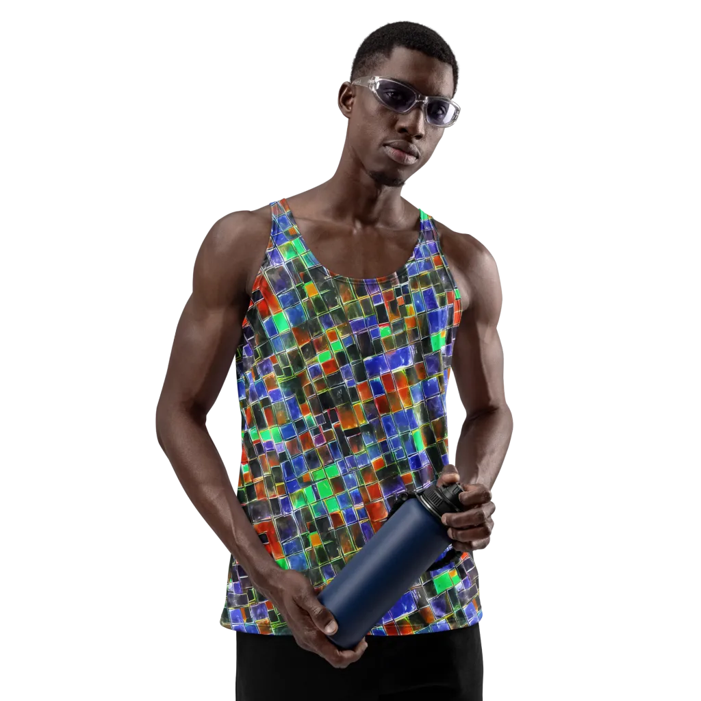 Neon Tesserae on Men's Tank Top — Front