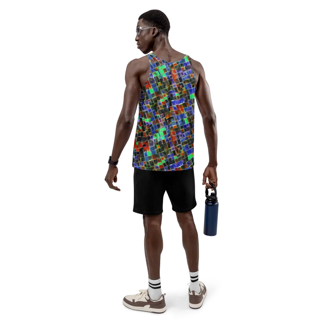 Neon Tesserae on Men's Tank Top — Back