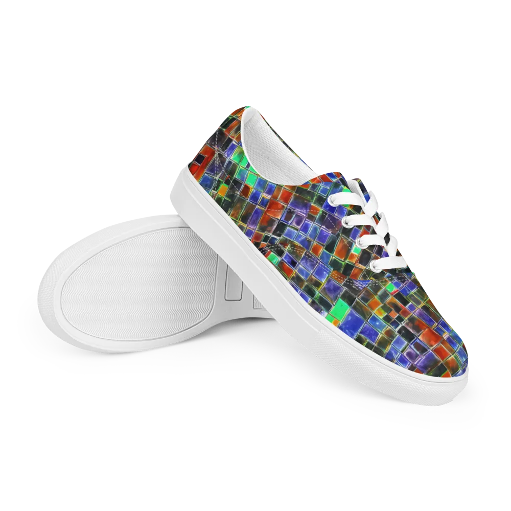 Neon Tesserae on Men's Lace-Up Canvas Shoes — Right Front