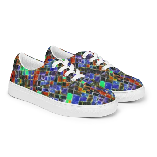 Neon Tesserae on a Men's Lace-Up Canvas Shoes
