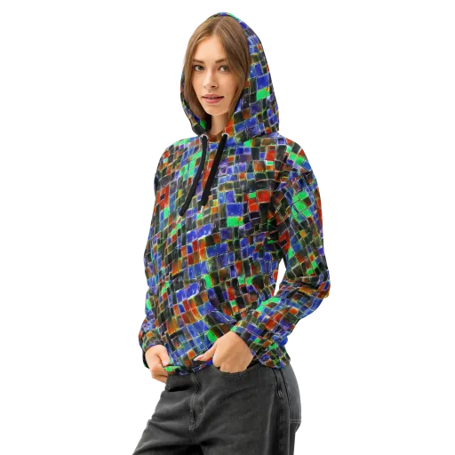 Neon Tesserae on a Cotton Hoodie