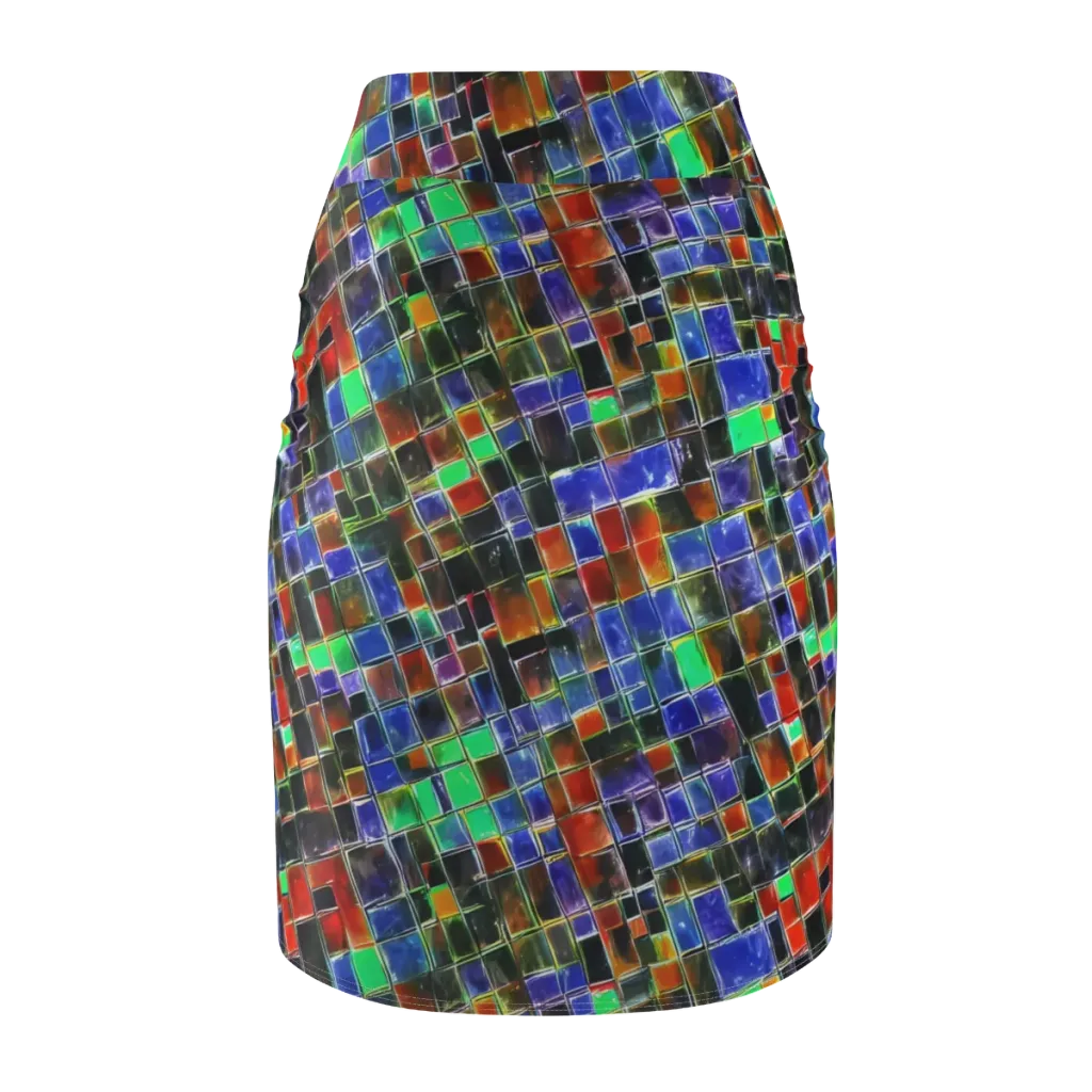Neon Tesserae on Pencil Skirt — Back