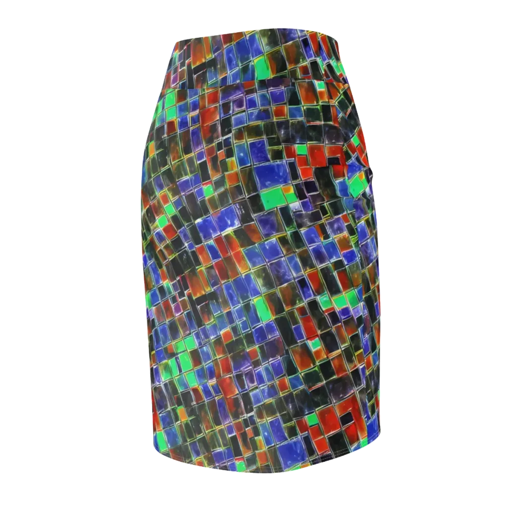 Neon Tesserae on Pencil Skirt — Back Side