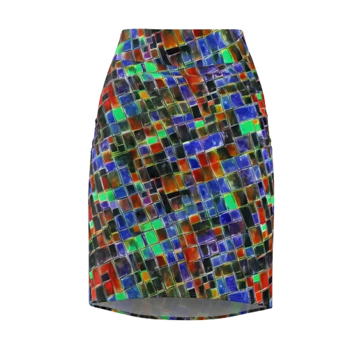 Neon Tesserae on a Pencil Skirt